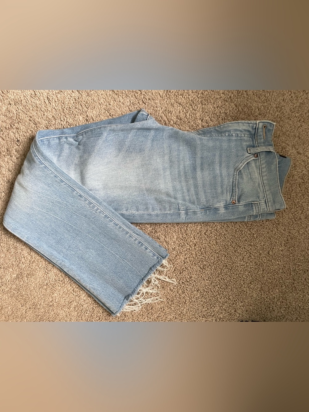 Express Light Blue Cropped Frayed-Hem Jeans